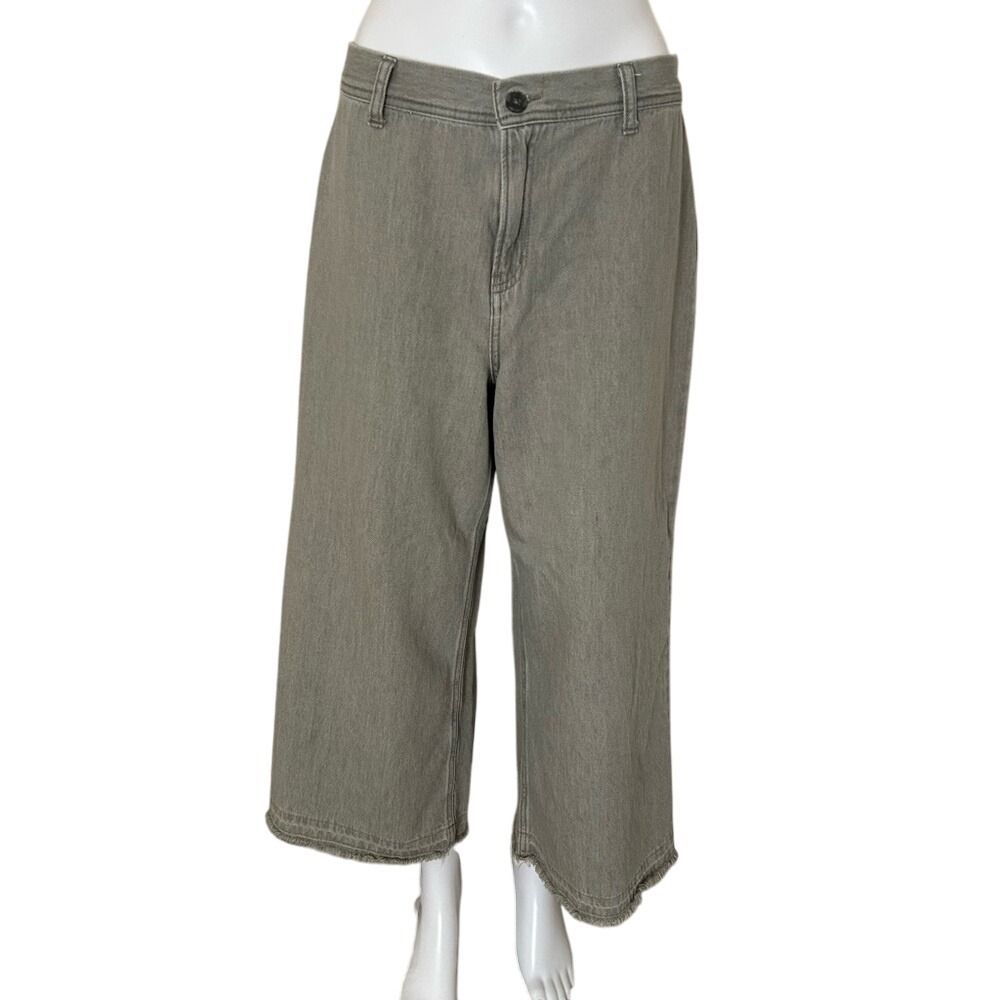 Sincerely Jules Light Grey Cotton Cropped Wide leg High Rise Jeans Size 29 - 9